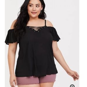 Torrid size 2 black cold shoulder top NWT